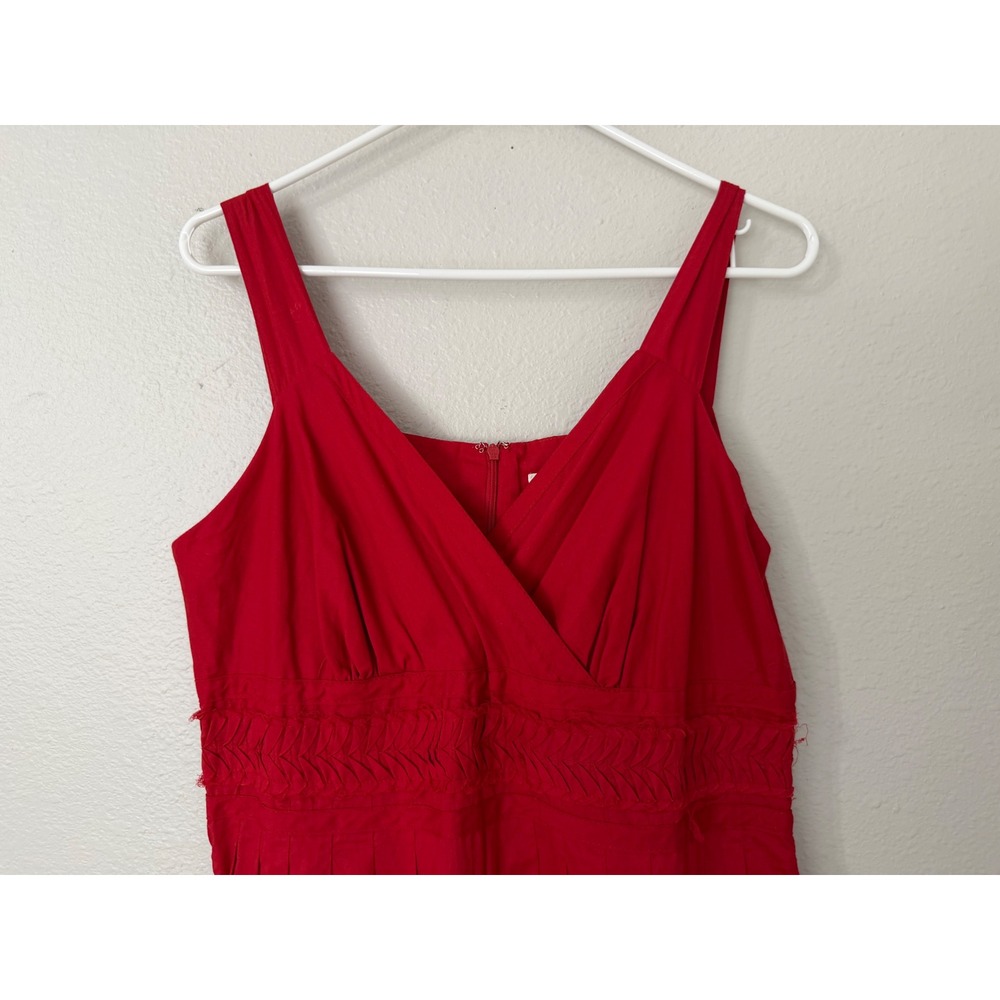 Coldwater Creek Red Cotton Tiered Midi Dress 12 Boho V-Neck 4003184 - Picture 3 of 7